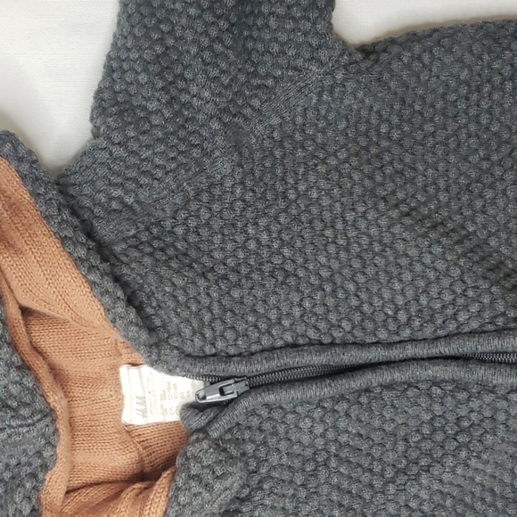 3/$30 H&M Knit Double layered Teddy Ears Hood Zip Up Jacket Waffle - Picture 3 of 7